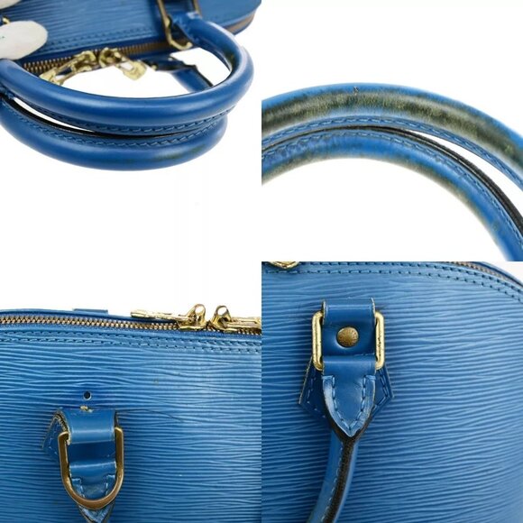 Auth LOUIS VUITTON LV Alma Hand Bag Epi Leather Blue GHW France - Picture 4 of 16